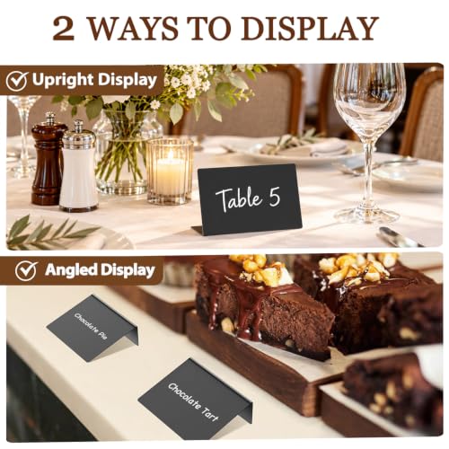 PigPotParty 12 Pcs Indoor Plastic Food Labels for Buffet - 4x3" Mini Chalkboard Signs