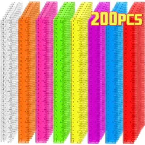 200 Pack Clear Plastic Ruler 12 Inch, Rulers Bulk for Classroom, Transparent Assorted Color Ruler with Centimeters and Inches, Metric Rulers for Kids, Ideal Back to School Office Home Supplies