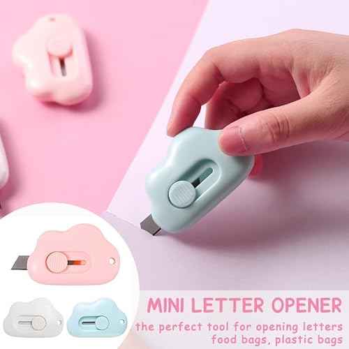 Cloud-Shaped Mini Box Cutter & Cutter knife ? art knife Retractable Envelope Slitter Utility Knife with Keychain Hole, Portable Package Opener for Mail, Boxes & Crafts