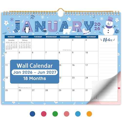 2026 Calendar,18-Month Wall Calendar Runs from Jan 2026 to Jun 2027, 11.5" x 14.7", Large Monthly Calendar with Twin-Wire Binding, Perfect for Home or Office - Seasonal