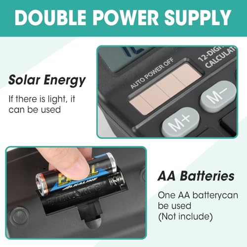 YesBes 6 Pack Solar & Battery Dual Power 12-Digit Desktop Calculators with Large LCD Display