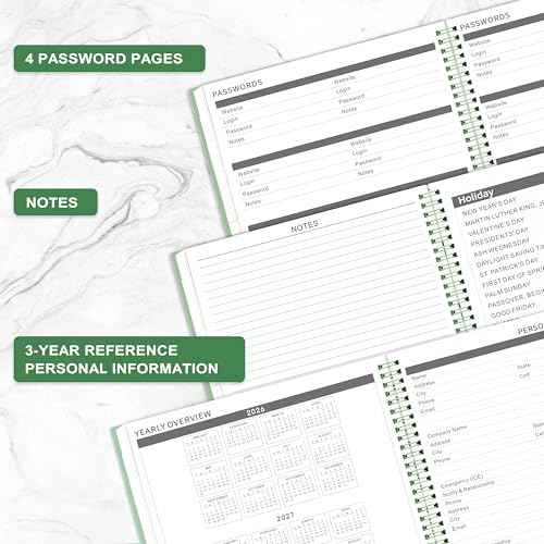 2026 Monthly Planner - 2026 Planner/Calendar, Jan 2026 - DEC 2026, 9" x 11", Thick Paper, Twin-Wire Binding, Monthly Planner with Tabs & Pocket & Label, Green