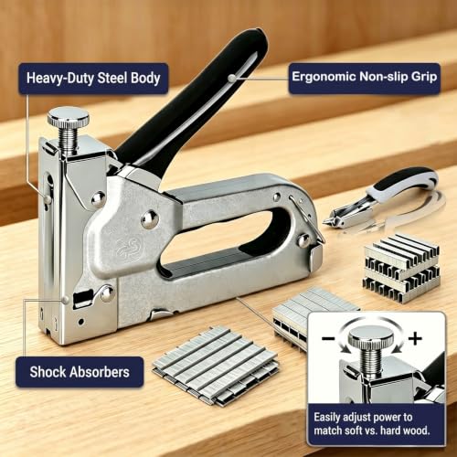 Heavy-Duty 3-in-1 Staple Gun Kit with Remover & 3000 Staples
