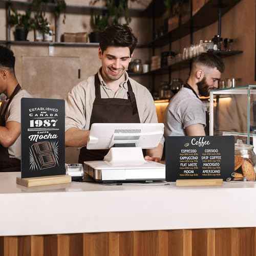 SELEAD Small Chalkboard Words Sign - 2 Pack 8x12 Inch Tabletop Decorative Chalk Board with Wooden Stand, Double-Sided Erasable Message Menu Board for Food, Store, Business, Wedding