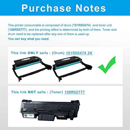LCL Compatible Drum Unit Replacement for Xerox 101R00474 for 3260DI 3260DNI 3215NI 3225DNI 3260DI 3260DNI 3260VI 3215 3215NI 3225 3225DNI 3225V 3052 3260 3260VDNI 3225 3225VDNI Printer(2-Pack Black)