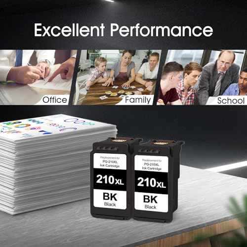 210XL Black Ink Value Pack Cartridge Replacement for Canon 210 210XL PG-210XL Use for Canon Pixma MX410 MX350 MP250 MP495 MX330 MX340 MP280 MP480 MP490 Printer (2 Black)