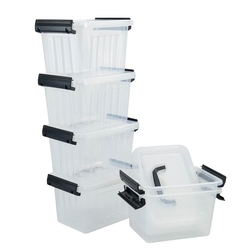AnnkkyUS 6-Pack 3 L Small Box with Lid, Plastic Clear Storage Bins with Handles