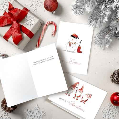 Christmas Cards with Envelopes & Stickers 24 Pack, 8 Assorted Minimalist Designs with Christmas Messages, 4x6 Inch Holiday Greeting Cards with Envelopes & Stickers ? Elegant Xmas Card Set for Friends, Colleagues & Clients