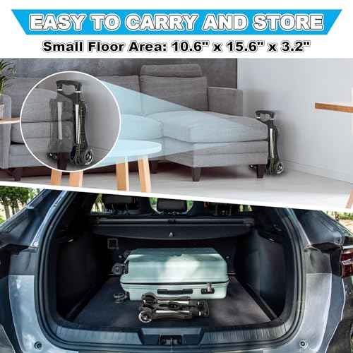 Small Folding Hand Truck Dolly with 2 Wheels, Lightweight Aluminum Foldable Luggage Cart, Collapsible Cart Portable Dolly for Airport Travel Moving Use