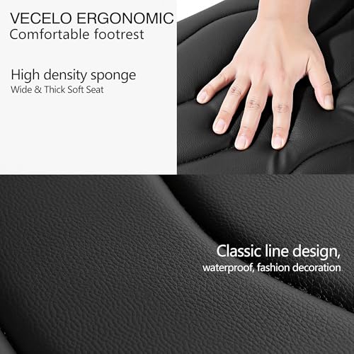 VECELO Under Desk Footrest Black – PU Ergonomic Foot Rest with Height Adjustable Support