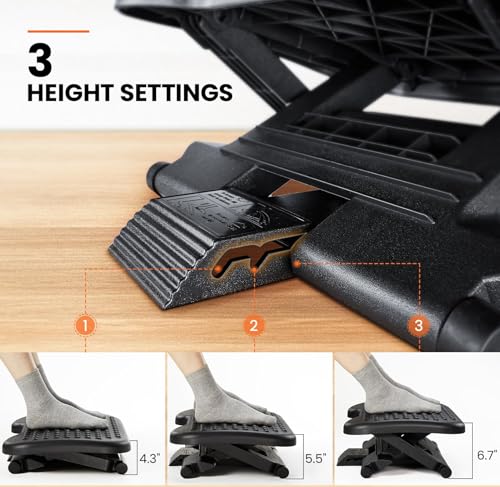 ErGear Adjustable Footrest Under Desk with 3 Height Settings – 66 cm x 44 cm x 42 cm