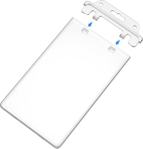 Fallen One Clear ID Badge Holder - Heavy Duty Vertical Design, Permanent Locking | 2 Pack