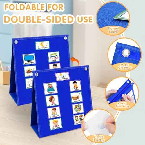 Visual Schedule for Kids with Autism Chore Chart for Toddler Planning Board Daily Routine Chart Autism Learning Materials Classroom, Home Use with 124 Cards (Blue)