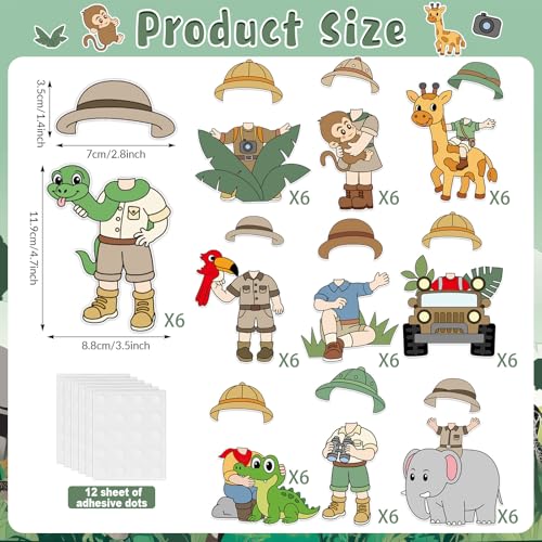 Party Greeting Jungle Safari Animals DIY Paper Cutouts - 60pcs Classroom Decor