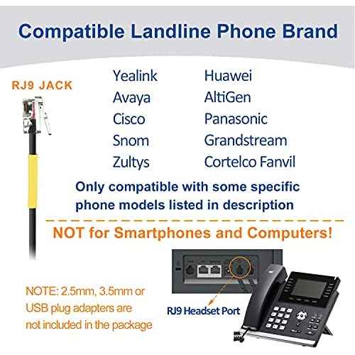 Telephone Headset with Microphone Noise Cancelling, RJ9 Phone Headset Compatible with Volume Adjustment Mute Control Switch for Call Center Office