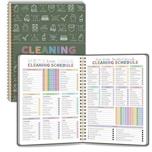 ADHD Cleaning Planner for Adults Women, Cleaning Schedule and Checklist Notebook, Daily Weekly Monthly Schedule Household Cleaning Checklist Planner, Green