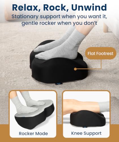 Everlasting Comfort Black Large Memory Foam Foot Rest for Under Desk Office & Gaming