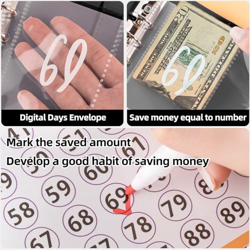 LXWHYP Black Money Saving Challenge Binder with 100 Envelopes, Organization & Goal Tracker