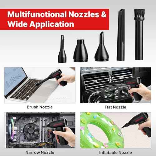 Shop-Vac Electric Air Duster, 100000RPM Cordless Air Blower with Brushless Motor, Rechargeable and Variable Speed Dust Blower for Computer, Keyboard, House, Outdoor and Car