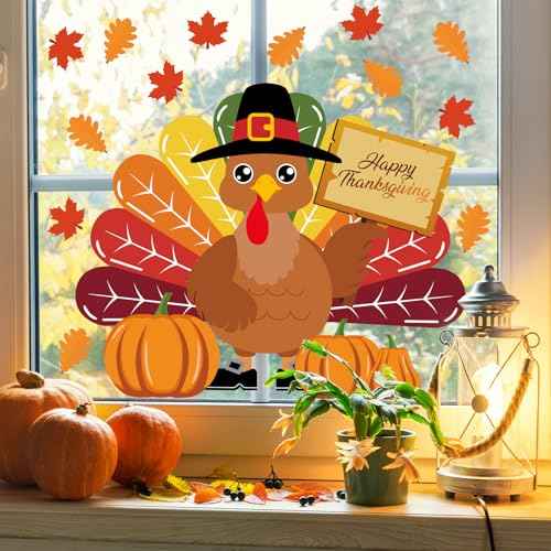 Turkey Bulletin Board Decoration Set Thanksgiving Turkey Crafts Kits DIY Printed Paper Turkey Cutouts Thanksgiving Decor for Home Party Decoration School Activities 30 Inch Tall - 34Pieces