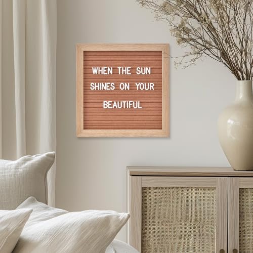 Veskaoty Felt Letter Board 10x10 Inch with 541 Letters & Stand - Brown