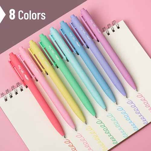 Mr. Pen- Retractable Gel Pens, 8 Pack, Pastel Ink, Fine Point 0.7mm, Cute and Aesthetic for Journaling
