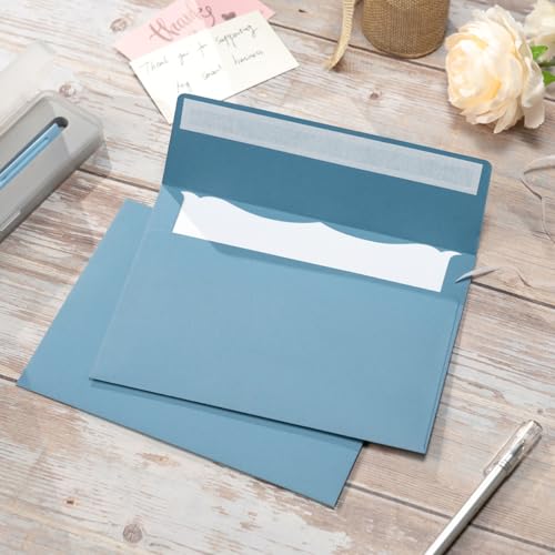 50 Pack 5 x 7 Envelopes Colored Self Seal for Wedding, Party Invitations, Greeting Cards, Announcements, Photos, 5.24 x 7.21 Inches (Dusty-Blue)