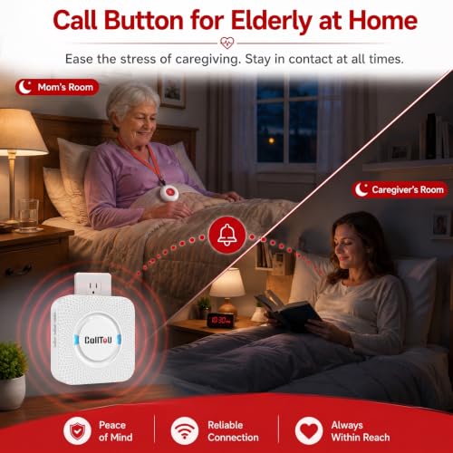 CallToU Caregiver Pager System with 1 Receiver & Call Button Wireless Nurse Alert