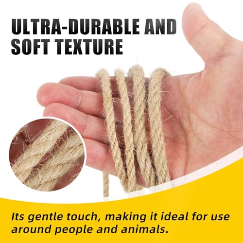 Radix Rope 8MM x 50FT Natural Jute Twine Heavy Duty for Crafts & Pet Scratching Posts