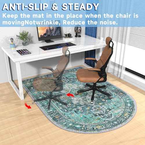 Floor Mat for Office Chair - Office Chair Mat - Chair Mat for Hardwood Floor - Large Home Office, Desk & Gaming Chair Protector, Anti-Slip, Easy Clean & Machine Washable (31"x47")