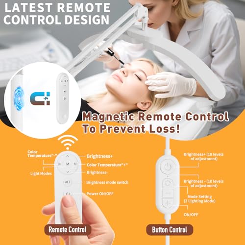 2-in-1 Lash Light for Eyelash Tech, Foldable 2025 New Upgrad Esthetician Light, Half Moon Lamp for Tattoo Artists, Nail Extensions, Beauty - Adjustable Brightness Color & Rotating Arm(White)