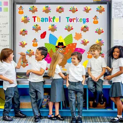 Thankful Turkeys Bulletin Board Thanksgiving Big Turkey Cutouts for Kindergarten Preschool Classroom Wall Door Decoration