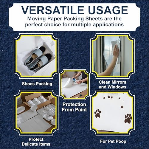 White Bulk Packing Paper Sheets for Moving | 640 sheets | 27" x 17" | 20 lb | Twin Pack | | Newsprint Wrapping Paper Sheets - Must Have in Your Moving Supplies, Packing Materials, Moving Paper Wrap