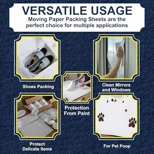 13"x12" 100 Sheets White Packing Paper Sheets for Moving Supplies, Protecting Fragile China and Glasses,Small Wrapping Paper for Shipping and Moving Box Filler