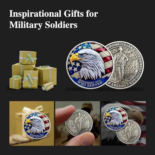 20 PCS Veteran Challenge Coins Bulk - Thank You for Your Service Coin, Military Appreciation Coin, Double-Sided Veterans Coin with Bald Eagle and Soldier Design for Veteran Thank You Gifts