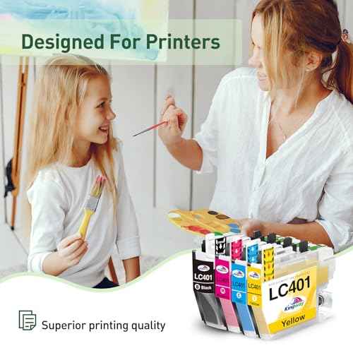 LC401XL LC401 MFC-J1010DW Ink Cartridges for Brother Printer Work for Brother MFC-J1010DW MFC-J1012DW MFC-J1170DW MFC-J1800DW MFC J1010DW 401XL Ink Cartridges LC401 - 4-Pack Black Cyan Magenta Yellow