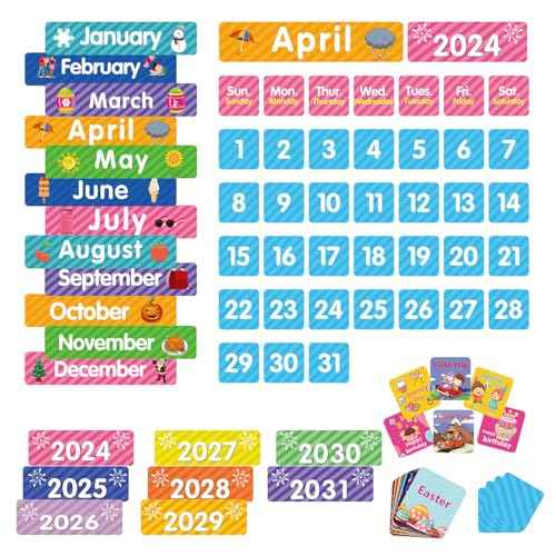 REGELETO Large 44 Pockets Calendar Pocket Chart for Classroom with 85 Cards, Size:25¡± X 24¡± Monthly Calendar and Weather Black Pocket Chart for Kids Learning for Home or Kindergarten (44 Pockets)