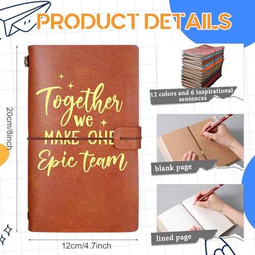 Qilery 24 Pcs Employee Appreciation Gifts Team 12 Leather Journals 12 Ballpoint Pens Motivational Hardcover Executive Notebooks Stylus Ink Pens for Teacher Students Coworker, Multicolor