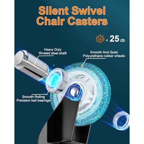 RidRed Gaming Chair Wheels - Heavy-Duty Office Chair Wheels - Replacement Rubber Casters- Universal Fit 3 Inch Chair Casters, Noise Free, Fits 98% Chair, for All Floor