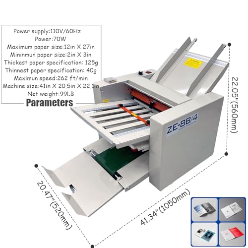 INTSUPERMAI 110V Automatic Paper Folding Machine with 4 Adjustable Folding Plates