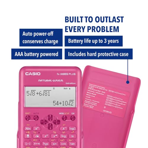 Casio Pink Scientific Calculator FX-300ESPLSB-PK with Textbook Display for Students