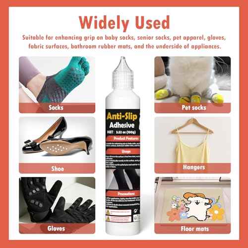 Sock Stop Glue 100ml, Clear Non-Slip Glue is Latex-Free and Water-Based, Odorless and Washable, Sock Anti Slip Adhesive for Hangers, Carpets, Bathroom Mats