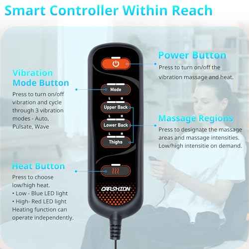 Massage Seat Cushion with Heat,Back Massager for Chair Back Massager Heated Seat Cover Massage Chair Pad for Pain Relief Home Office Use