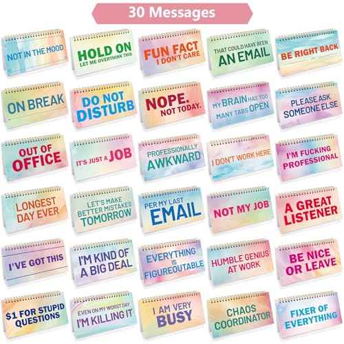 Fancy Land Funny Desk Signs for Office Novelty 30 Flip Over Messages Decor Accessory for Holiday Teachers Nurses Desktop Decor Coworkers Colleague Exchange Gag Gift Supplies