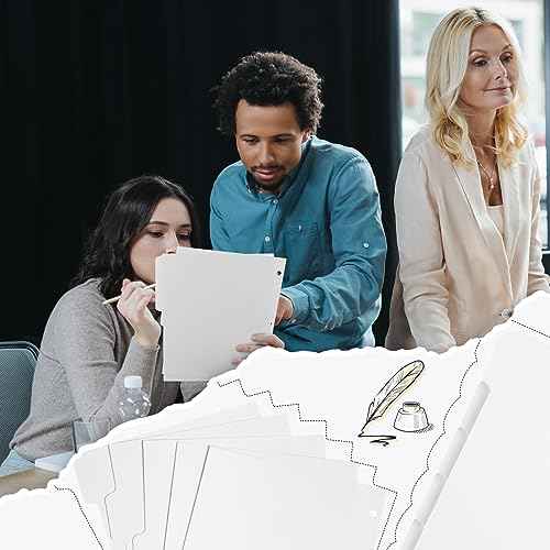 Harloon 250 Dividers Blank Writing on Binder Dividers 3 Hole Punch Dividers 1/5 Cut Tabs Heavyweight Letter Size Ring Binder Dividers 50 Sets for Project Class Presentation (White)
