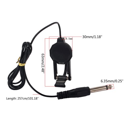 Clip On Violin Piezo Pickup Microphone Pickup For Violin Guitar Ukulele With 1/4 Inch And 1.2m Cable