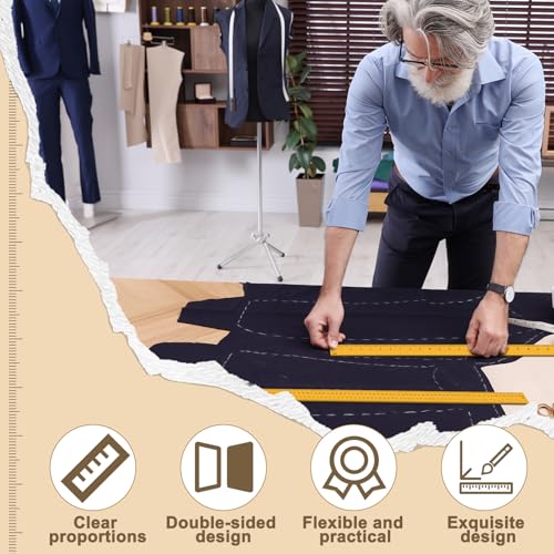 Janlaugh 5 Pcs Meter Stick 72 Inch Yard Stick Wood Economy Meterstick Ruler Wood Double Sided Yardstick for School Classroom Home Office Tailor Craft