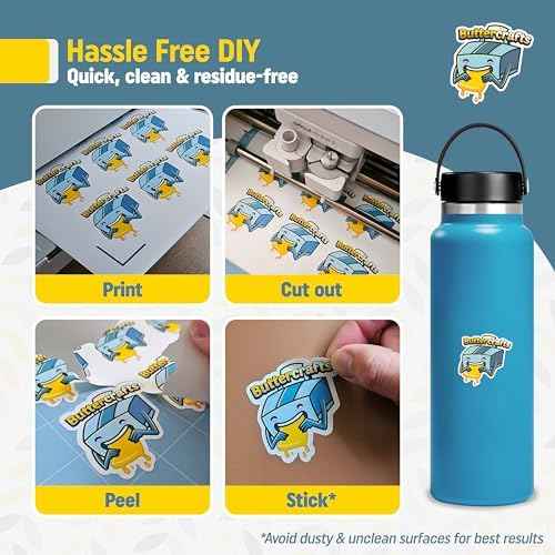 Glossy Printable Vinyl Sticker Paper Waterproof 25 Sheets 8.5"x11", Inkjet Printer (Non-Epson)- White Vinyl Sticker Sheets - Strong Adhesive