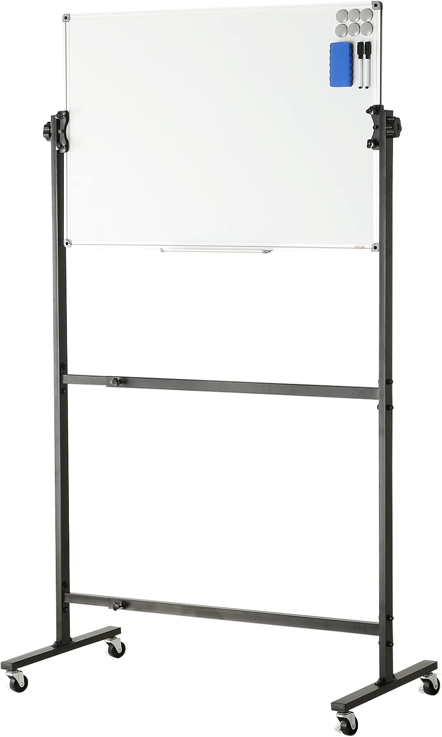 VEVOR Double-Sided Rolling Magnetic Whiteboard - 36x24 Inches, Adjustable Height with Wheels & Tray