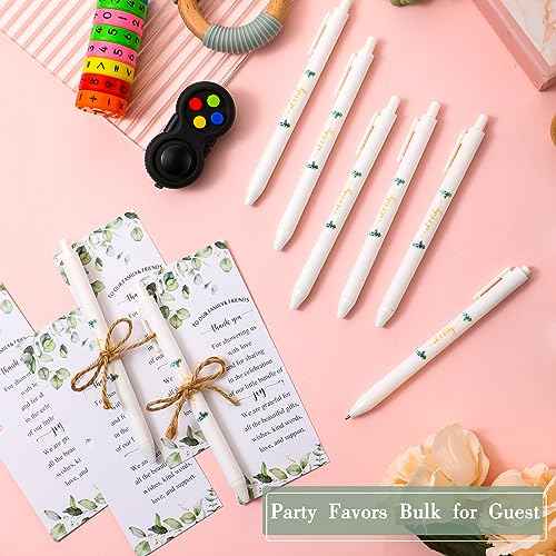 Tenceur 100 Set Baby Shower Pens Greenery Baby Shower Favor for Guest Sage Ballpoint Pens with Woodland Thank You Cards Gender Reveal Party Favor for Girl Boy Party Souvenirs Prizes
